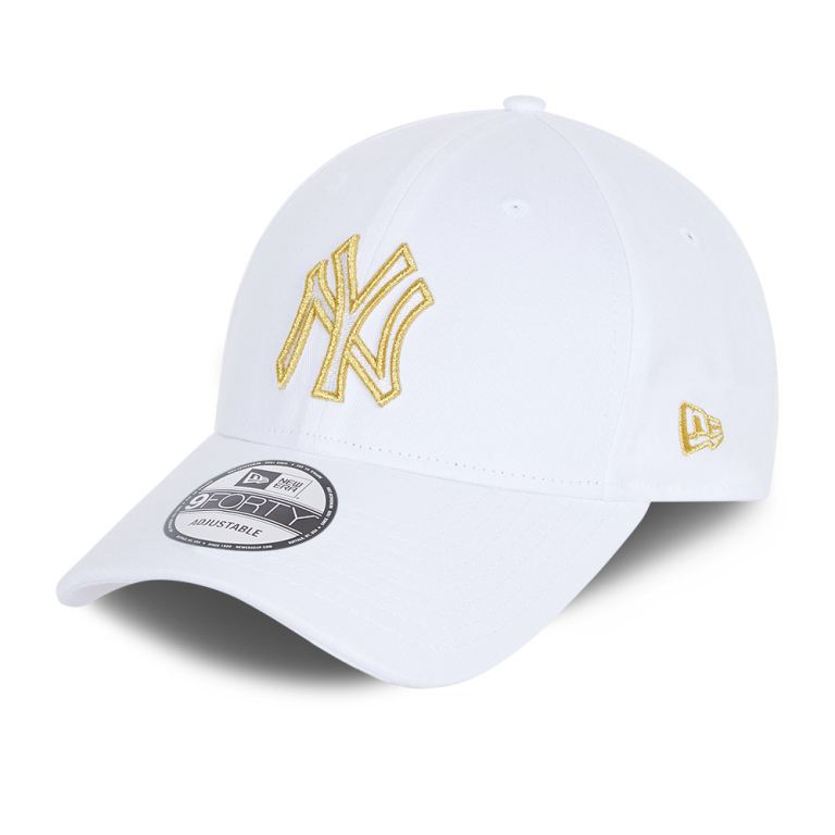 Gorras New Era Mlb Blancos - New York Yankees Metallic Logo 9FORTY 34650XARG